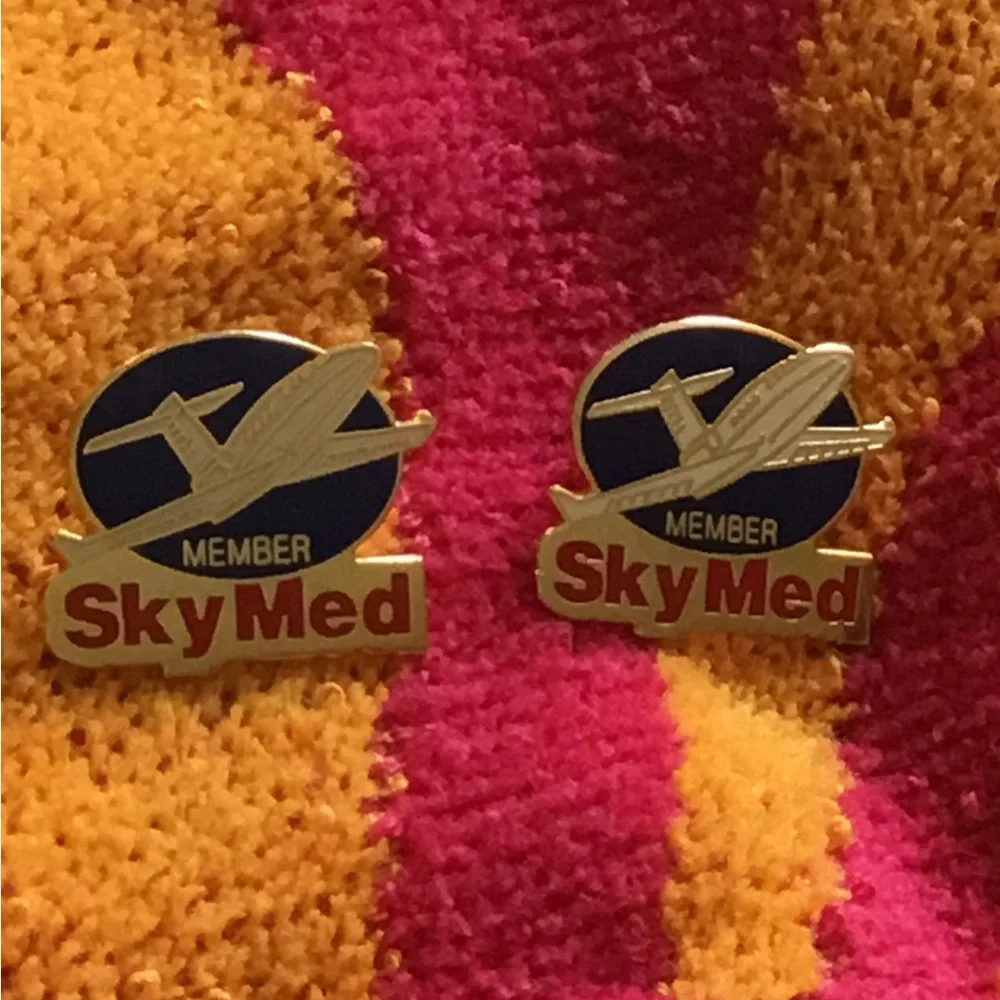 Vintage Enamel Pin Set in Navy, Gold, Red